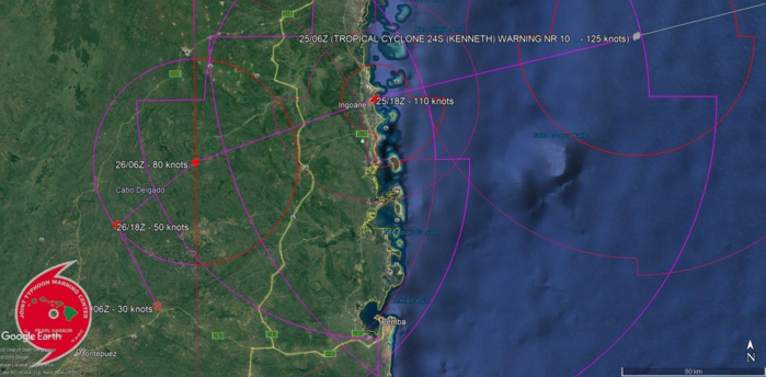 FORECAST LANDFALL AREA NEAR INGOANE/MOZAMBIQUE