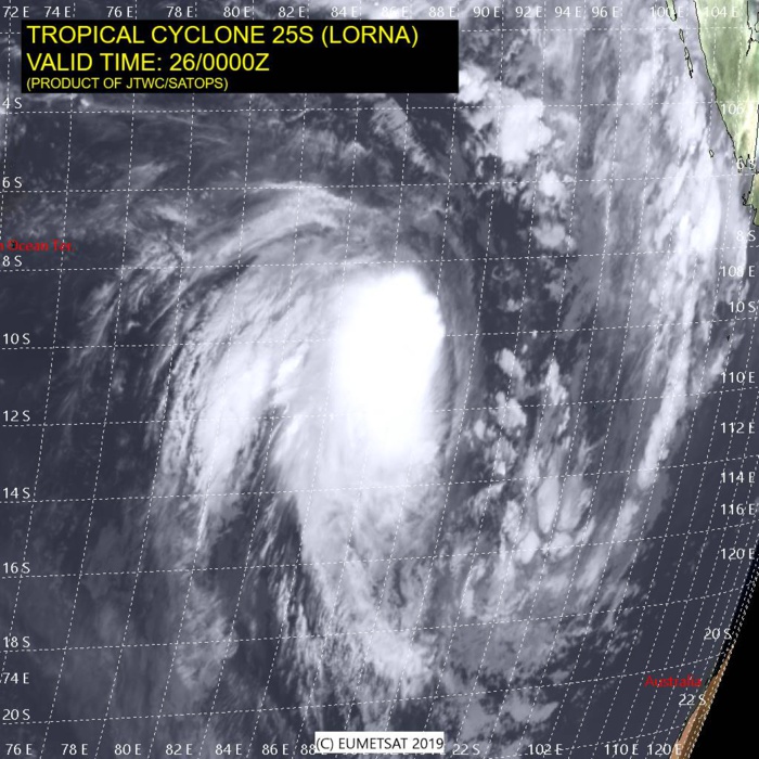 SOUTH INDIAN: (03UtC): TC LORNA(25S) now category 1 US, intensifying over open seas