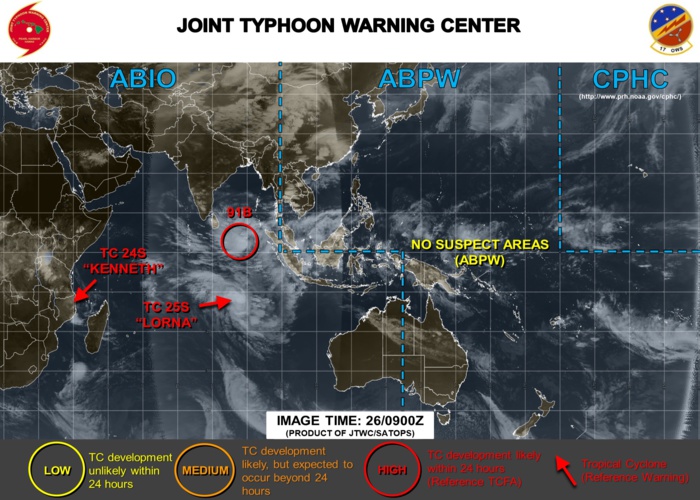 BAY OF BENGAL: 91B likely to develop next few days