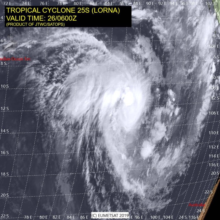 SOUTH INDIAN: (09UTC): TC LORNA(25S) category 1 US, shear limiting intensification