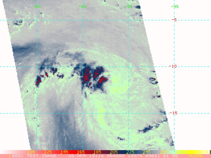 0648UTC: SYSTEM STILL EXPERIENCING VERTICAL WIND SHEAR