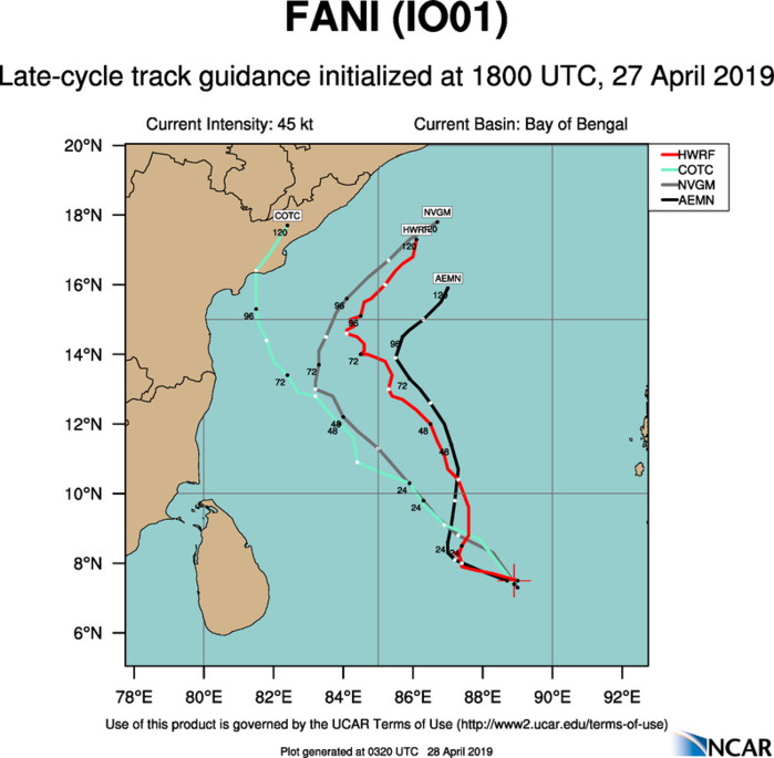 03UTC: NORTH INDIAN: TC FANI(01B) slowly intensifying but rapid intensification possible next 4 days 03UTC: NORTH INDIAN: TC FANI(01B) slowly intensifying but rapid intensification possible next 4 days