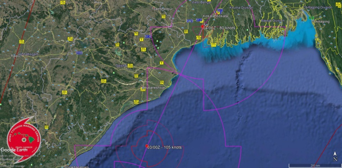 FORECAST LANDFALL AREA NEAR KOLKATA