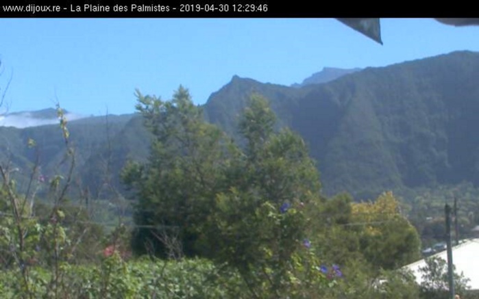 Grand soleil à midi sur la Plaine des Palmistes avec le Piton des Neiges en arrière plan. METEO REUNION