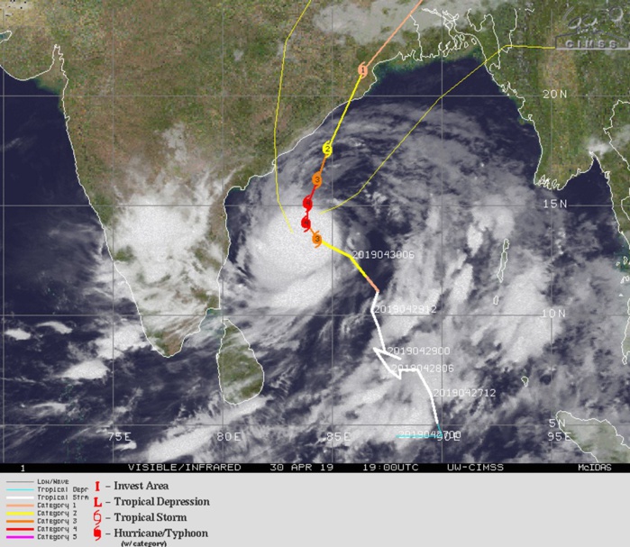 Cyclone FANI(01B) category 3 US, intensifying and slowly approaching northeast India(VIDEO) 