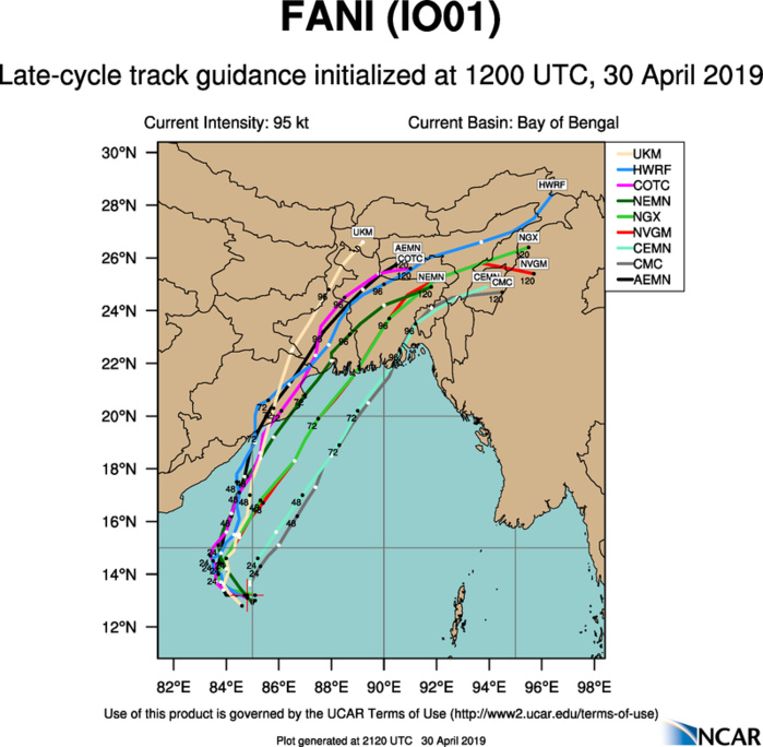 Cyclone FANI(01B) category 3 US, intensifying and slowly approaching northeast India(VIDEO) 
