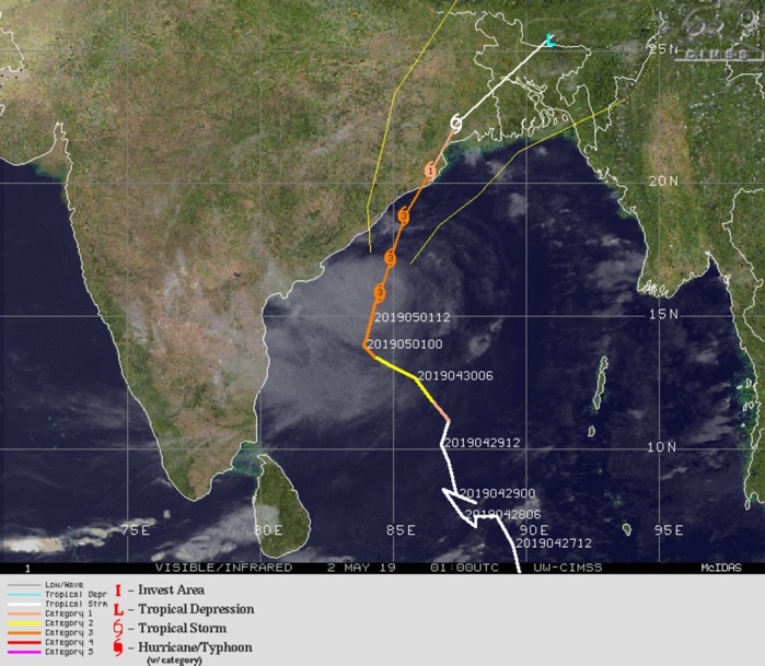 TC FANI(01B) strong category 3 US, gradually approaching Puri/Bhubaneshwar. FANI is a powerful and dangerous cyclone