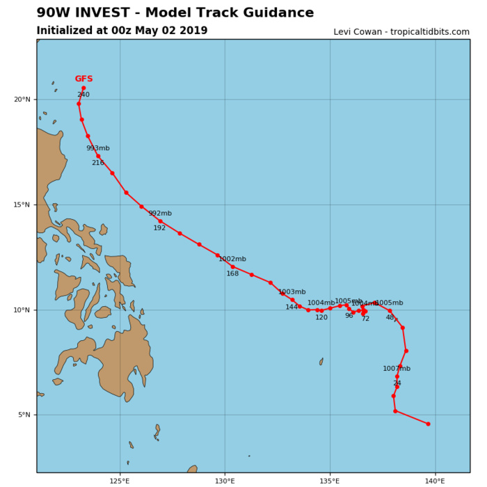 GFS FOR INVEST 90W GFS FOR INVEST 90W