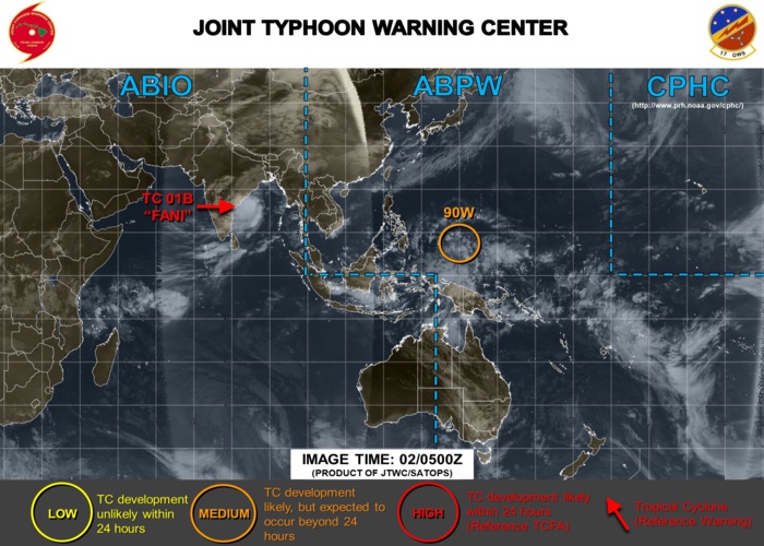 INVEST 90W: 460km to the southeast of Yap may develop next few days