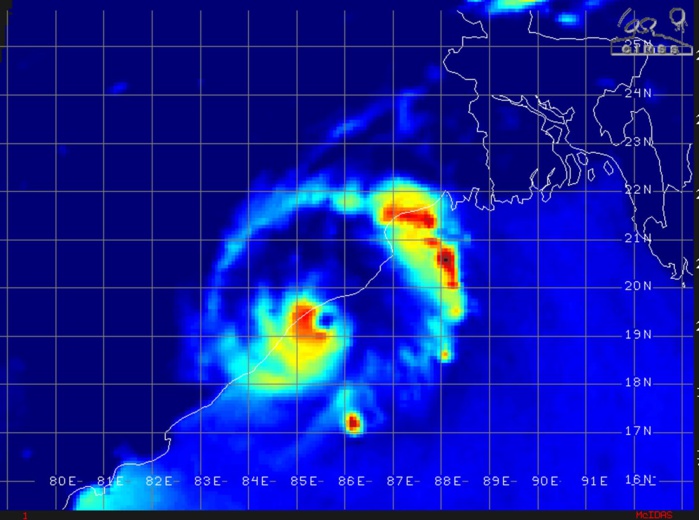 0103UTC: THE EYE WAS VERY CLOSE TO MAKING LANDFALL NEAR PURI