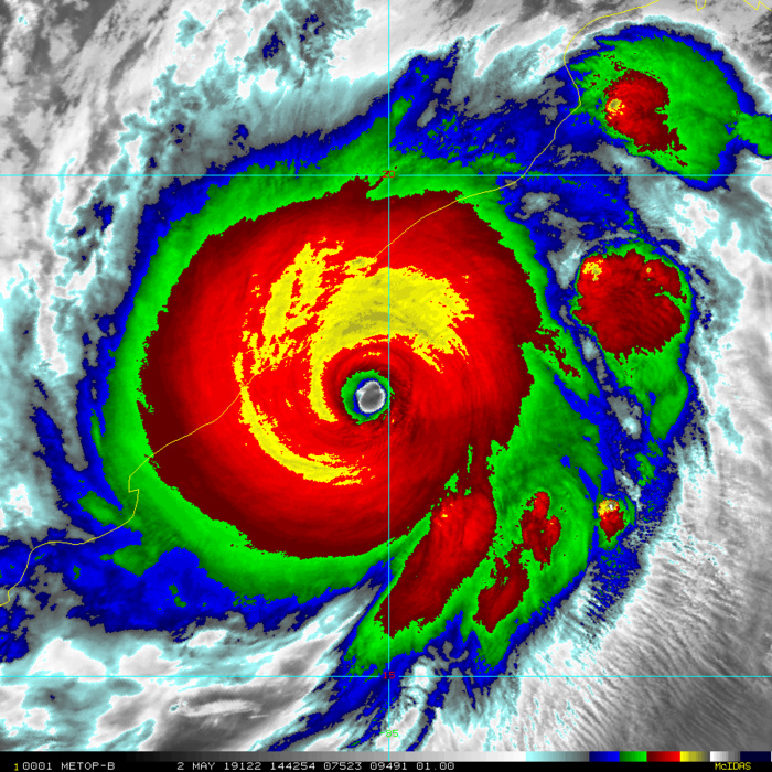MAY 02 1442UTC: TC FANI(01B) NEAR PEAK INTENSITY. SATELLITE: METOP MAY 02 1442UTC: TC FANI(01B) NEAR PEAK INTENSITY. SATELLITE: METOP