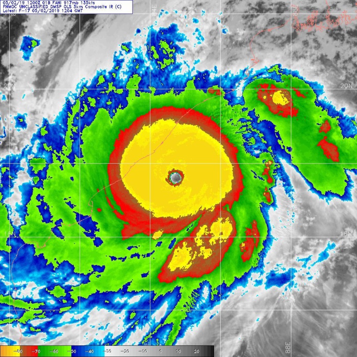 MAY 02 1204UTC: TC FANI(01B) NEAR PEAK INTENSITY. SATELLITE: DMSP MAY 02 1204UTC: TC FANI(01B) NEAR PEAK INTENSITY. SATELLITE: DMSP
