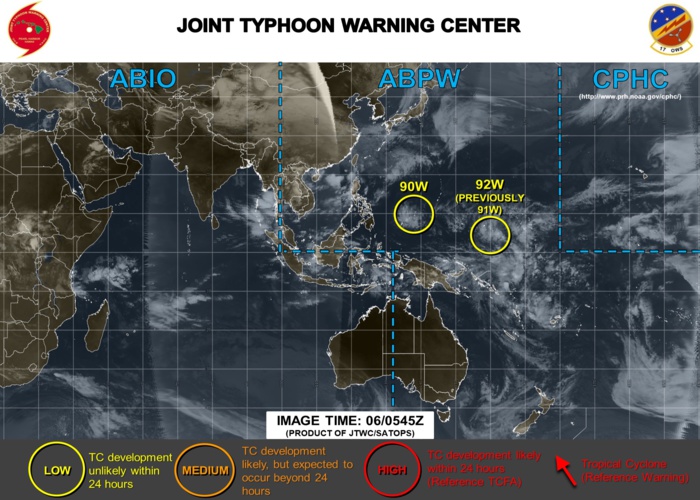 90W near Yap: little development expected at the moment. 92W: gradual intensification next 36/48hours