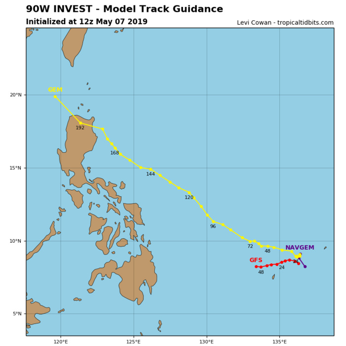 GUIDANCE(MODELS) FOR 90W: LIMITED DEVELOPMENT EXPECTED NEXT 48/72H