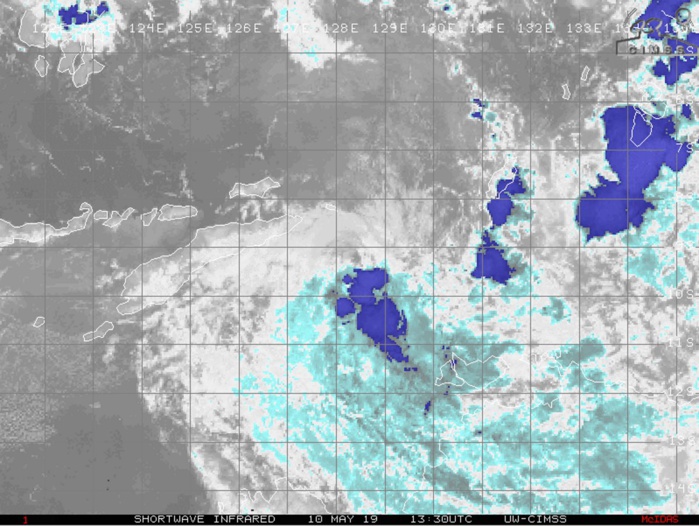 13UTC: EXPOSED CENTER FLARING CONVECTION