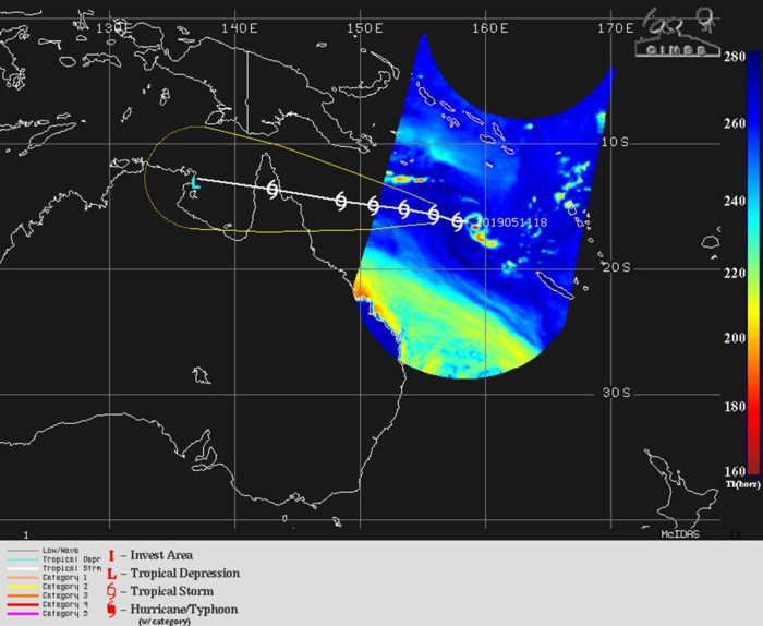 Coral Sea: Cyclone ANN(27P) forecast to peak within 12/24hours and make landfall over Cape York shortly before 48hours