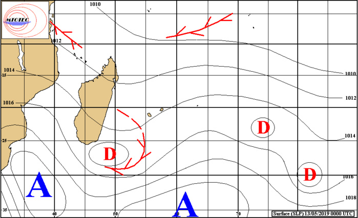 Situation en surface à 4heures ce matin. MTOTEC Situation en surface à 4heures ce matin. MTOTEC