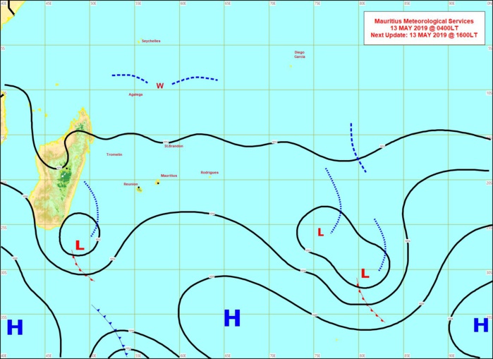 Situation en surface à 4heures ce matin. MMS Situation en surface à 4heures ce matin. MMS