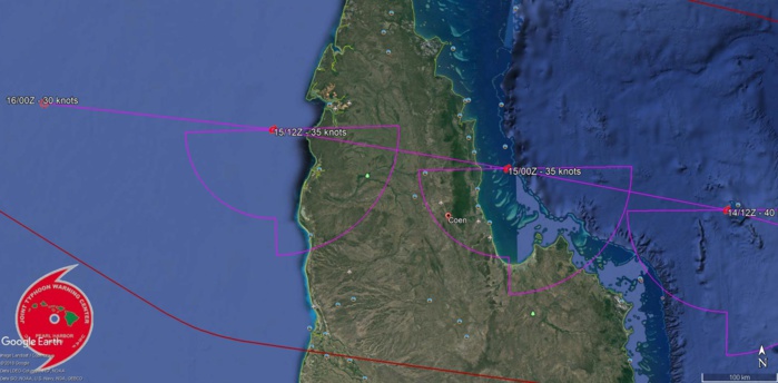FORECAST LANDFALL AREA NEAR COEN IN 24H