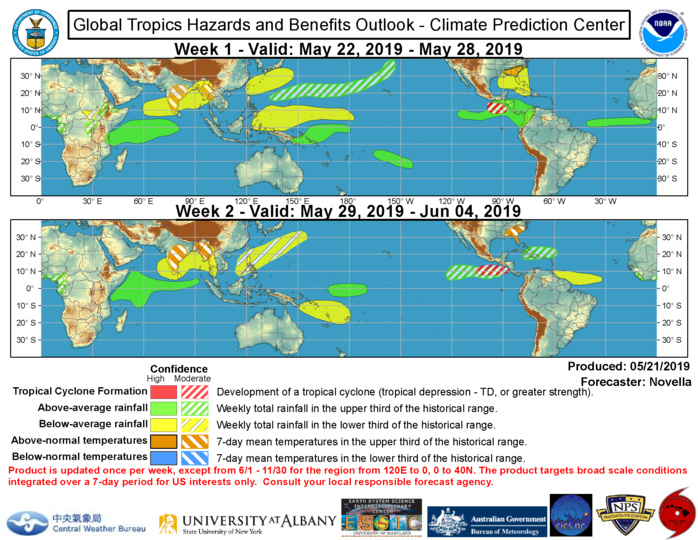 20190522: tropical cyclone formation possible across the Eastern North Pacific next 2 weeks. Likely calm elsewhere 20190522: tropical cyclone formation possible across the Eastern North Pacific next 2 weeks. Likely calm elsewhere
