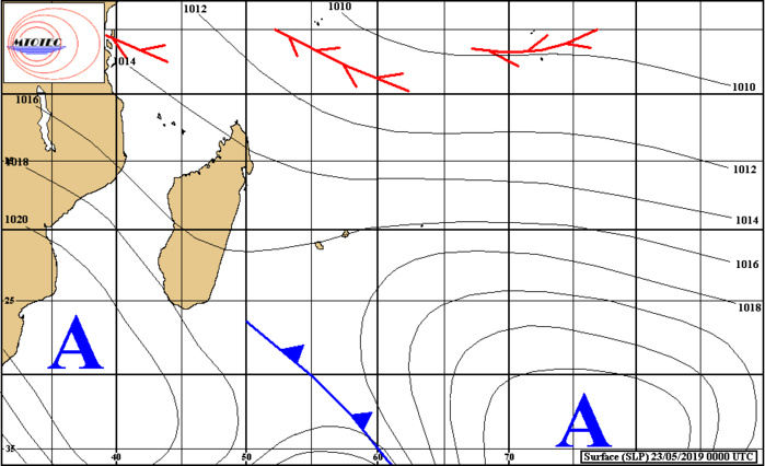 Situation en surface à 4heures ce matin. MTOTEC Situation en surface à 4heures ce matin. MTOTEC