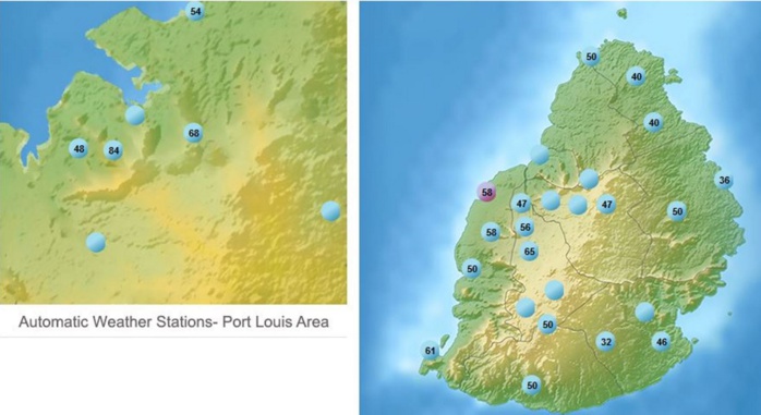 04heures: les plus fortes rafales des dernières 24heures dans les stations de MMS.