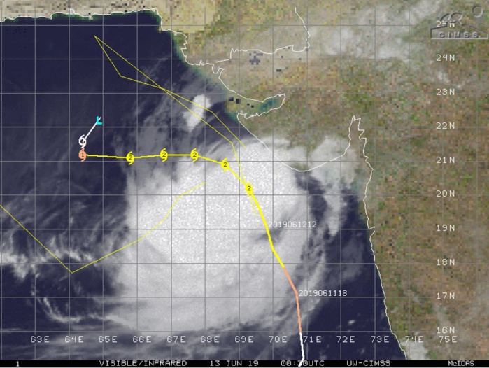 Cyclone VAYU(02A) category 2 US forecast to track more than 100km to the west of Porbandar Cyclone VAYU(02A) category 2 US forecast to track more than 100km to the west of Porbandar