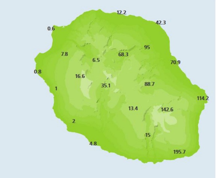 A 10heures: cumuls en 24heures dans les stations de METEO FRANCE
