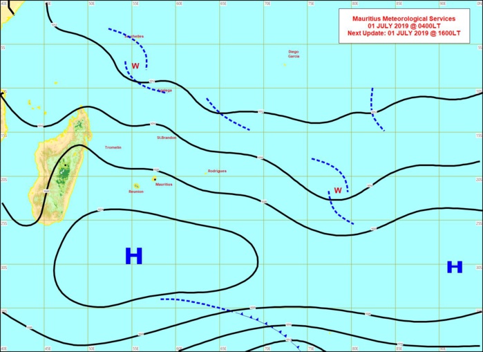 Analyse de la situation de surface ce matin. Peu d'évolution. L'alizé ralentit de manière significative Mercredi. MMS Analyse de la situation de surface ce matin. Peu d'évolution. L'alizé ralentit de manière significative Mercredi. MMS