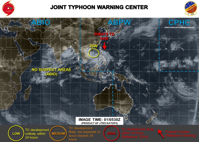 South China Sea: INVEST 96W expected to move westward and develop next few days