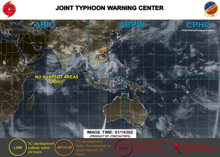 South China Sea: INVEST 96W now upgraded to MEDIUM