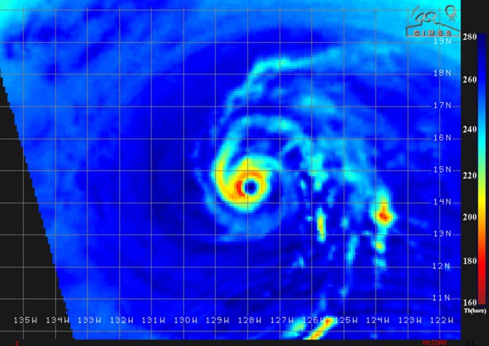 0013UTC. MICROWAVE STILL DEPICT ROUND EYE AND INTENSE WALL.