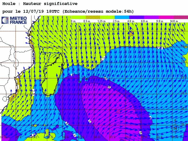 Des vagues moyennes de 5 à 6mètres sont anticipées en fin de journée de Vendredi. METEO FRANCE Des vagues moyennes de 5 à 6mètres sont anticipées en fin de journée de Vendredi. METEO FRANCE