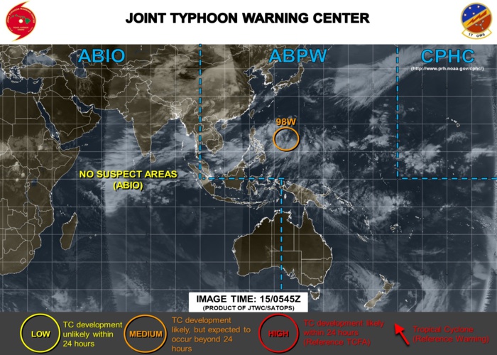 INVEST 98W: northwest track and gradual intensification possible next 24/48hours. Area now MEDIUM
