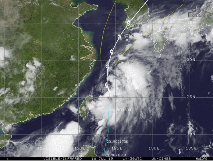WARNING 10/JTWC. PEAK INTENSITY OF 45KNOTS FORECAST WITHIN 24HOURS.