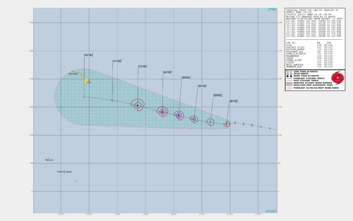 WARNING 6. FORECAST PEAK INTENSITY NEAR 85KNOTS(CATEGORY 2) IN 72H WARNING 6. FORECAST PEAK INTENSITY NEAR 85KNOTS(CATEGORY 2) IN 72H
