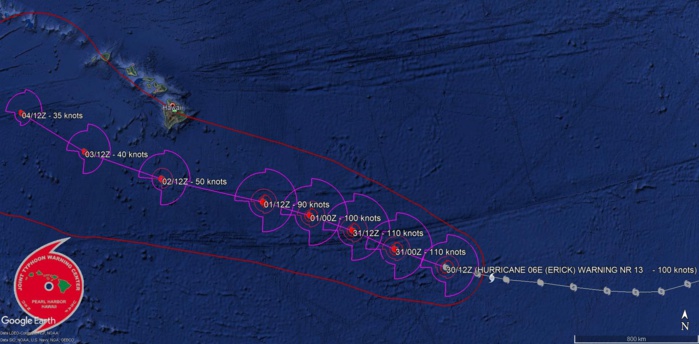 WARNING 13. PEAK INTENSITY NEAR 110KNOTS(TOP CATEGORY 3) FORECAST WITHIN 24HOURS.