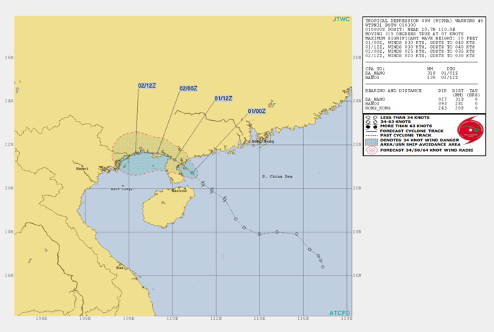 WARNING 6. STRUGGLING SYSTEM WITH A 30KNOTS INTENSITY.