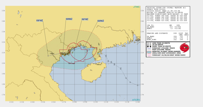 08W: WARNING11. CURRENT INTENSITY OF 40KNOTS IS FORECAST TO BE THE PEAK INTENSITY