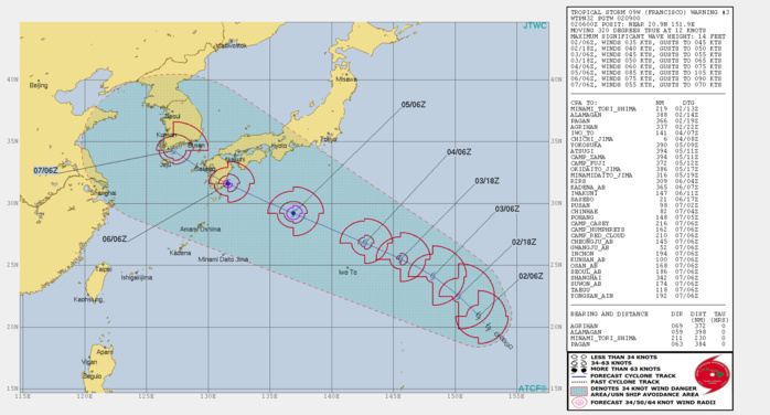 09W: WARNING 3. PEAK INTENSITY OF 85KNOTS FORECAST IN 72H