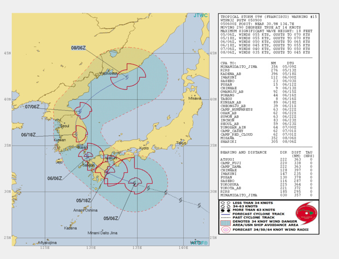 09W: WARNING 15. TRACKING CLOSE TO SASEBO IN APPROX 24H