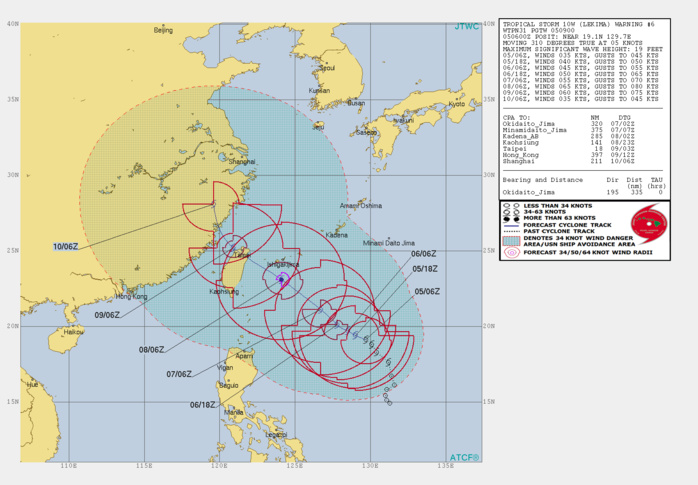 10W: WARNING 6. PEAK INTENSITY OF 65KNOTS FORECAST IN 72H