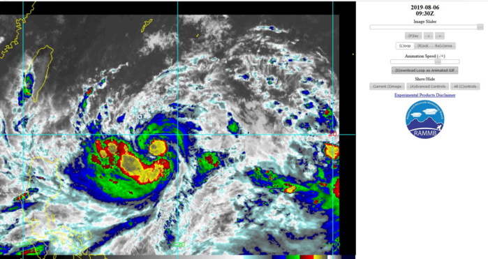 06/0930UTC. LEKIMA(10W) getting better organized. 06/0930UTC. LEKIMA(10W) getting better organized.