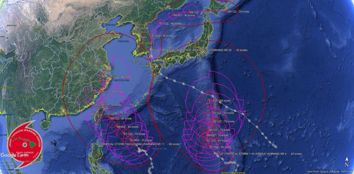 LEKIMA(10W):close to typhoon intensity slowly approaching Taiwan. 09W, 11W, 96W and 95B updates