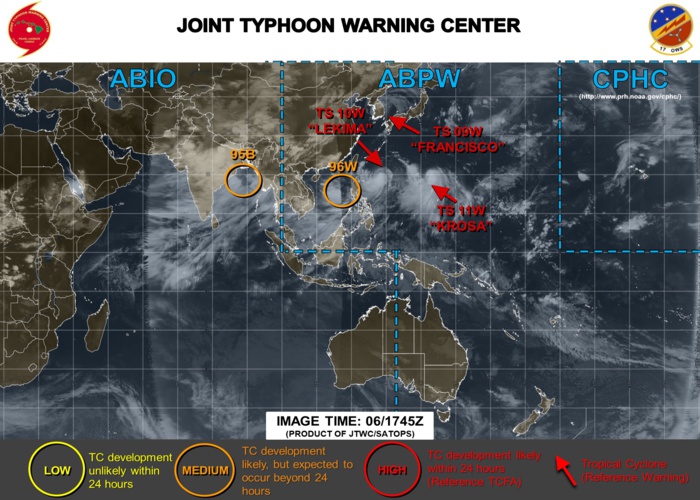 Invest 96W and Invest 95B upgraded to MEDIUM