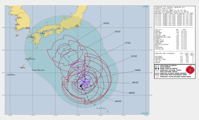 KROSA(11W): WARNING 12. PEAK INTENSITY AT 100KNOTS/CATEGORY 3. FORECAST TO WEAKEN GRADUALLY FROM NOW ON