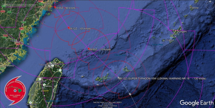 LEKIMA(10W): WARNING 19. THE EYE IS TRACKING BETWEEN ISHIGAKI AND MIYAKOJIMA