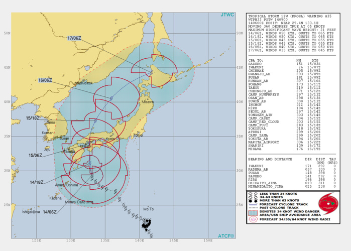 TS Krosa expected to cross Shikoku within 24hours maintaining a very large wind-field TS Krosa expected to cross Shikoku within 24hours maintaining a very large wind-field