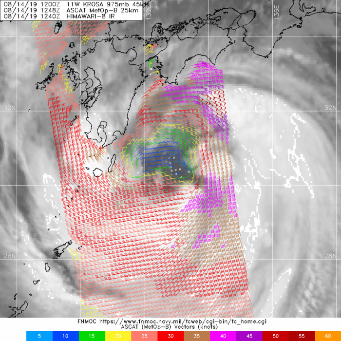 14/1248UTC.  STRONG WINDS AWAY FROM THE CENTER