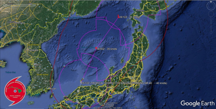 Krosa will become a cold low with gale-force winds within 24h